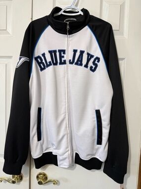 Genuine Merchandise Black and White Blue Jays Varsity Bomber Jacket